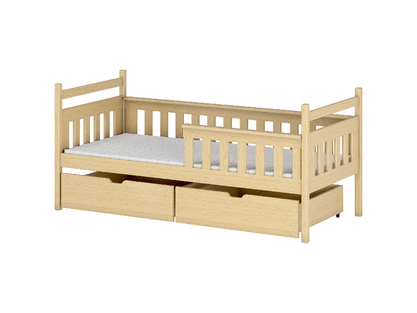 Dětská postel 80 cm Emelda (s roštem a úl. prostorem) (borovice)