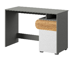Psací stůl typ CA8 Caryl (světlý grafit + lesklá bílá + dub nash)