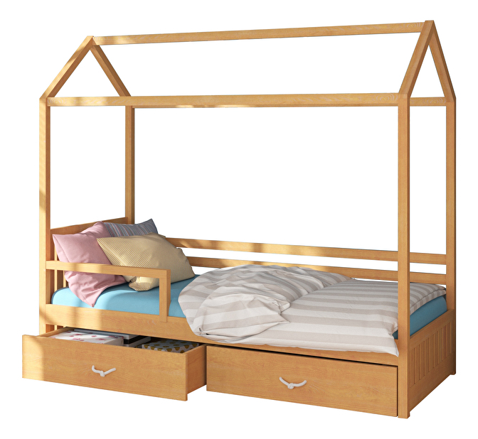 Dětská postel 180x80 cm Rosie II (s roštem a matrací) (buk)