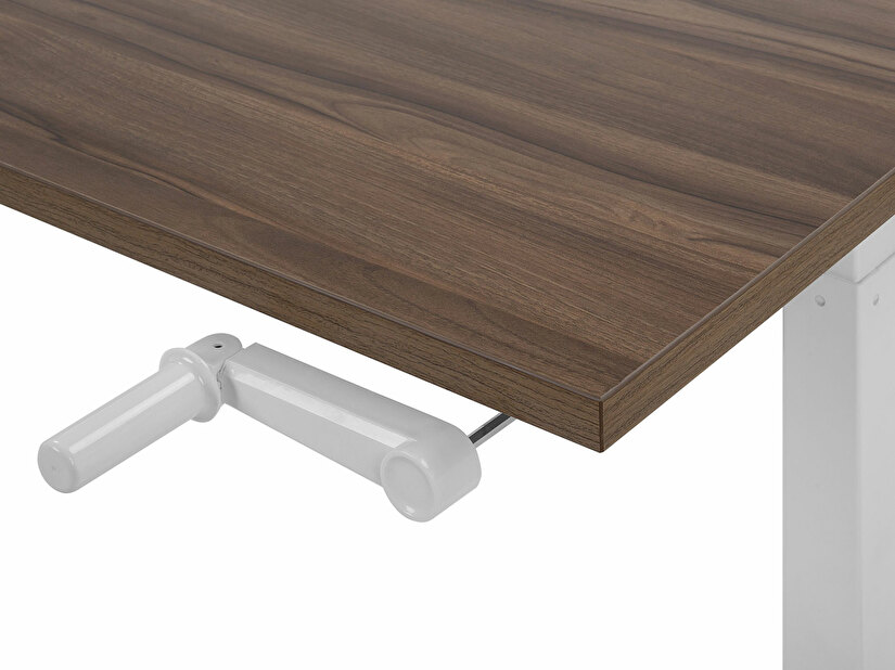 Psací stůl UPPER II (130 x 72 cm) (MDF) (tmavé dřevo + černá) (manuálně nastavitelný)