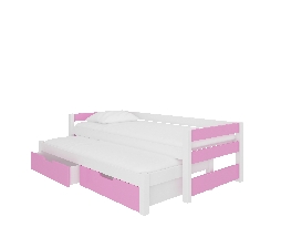 Rozkládací dětská postel 200x90 cm Fifo (s roštem a matrací) (bílá + růžová) *výprodej