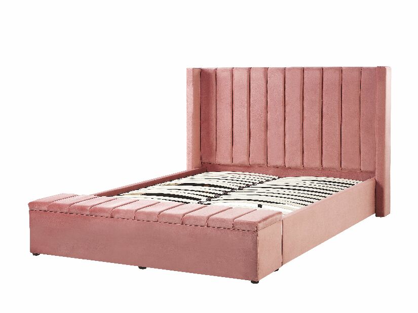 Manželská postel 160 cm NAIROBI (textil) (růžová) (s roštem)