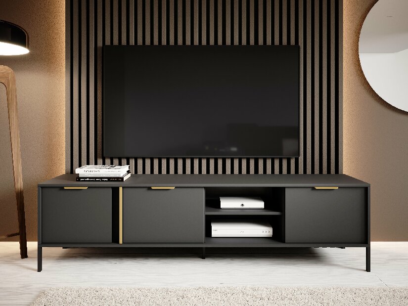 TV stolek/skříňka Lyran 3D (antracit + zlatá)