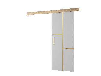Posuvné dveře 90 cm Sharlene VII (bílá matná + dub sonoma + zlatá)