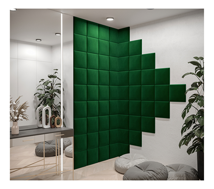 Čalouněný panel Cubic 30x30 cm (tmavě zelená)
