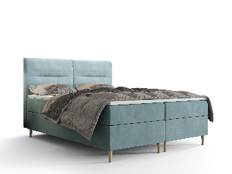 Manželská posteľ  Boxspring 180 cm Saruta (sivomodrá) (s matracom a úložným priestorom) *výprodej