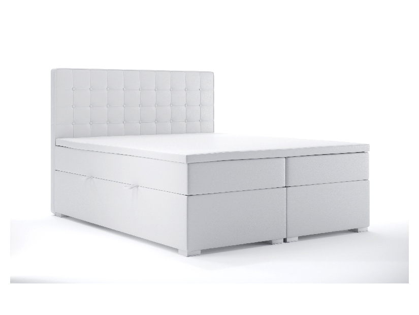 Kontinentální postel 160 cm Candy (bílá ekokůže) (s úložným prostorem)