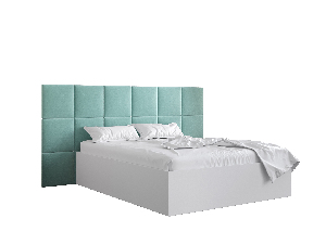 Manželská postel s čalouněným čelem 160 cm Brittany 4 (bílá matná + mátová) (s roštem)