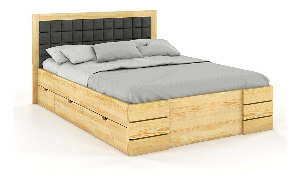 Manželská postel 160 cm Naturlig Storhamar High Drawers (borovice)