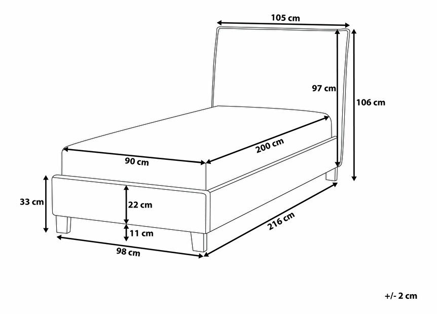 Jednolůžková postel 90 cm SANCHEZ (s roštem) (béžová)