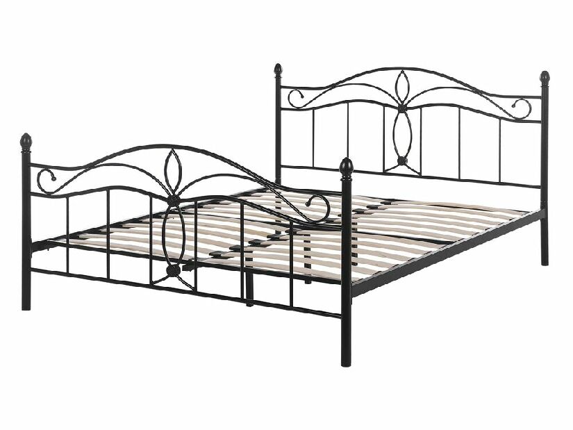 Manželská postel 140 cm Aicha (černá) (s roštem)