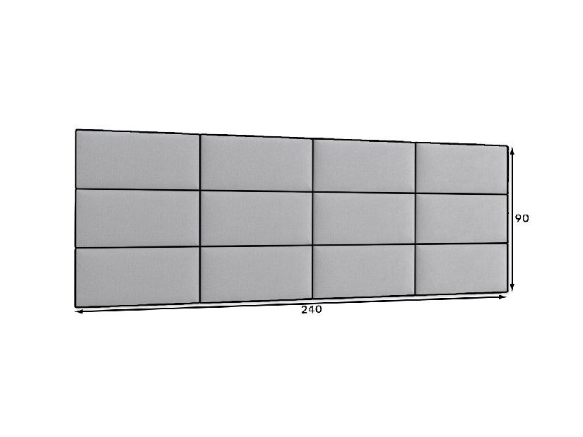 Set 12 čalouněných panelů Quadra 240x90 cm (mentolová)