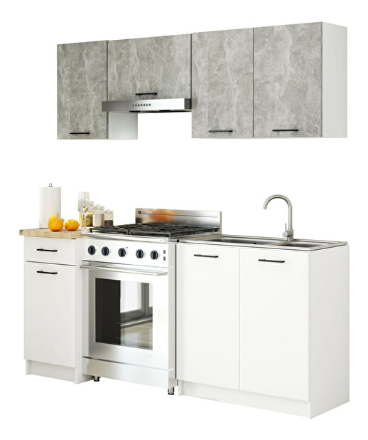 Kuchyňská sestava 180 cm Ozara (beton + bílá) *výprodej