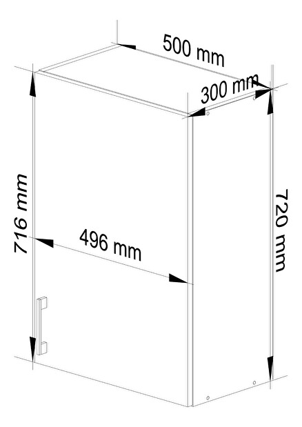 Horní kuchyňská skříňka Lula W50 720 (bílá + dub sonoma)