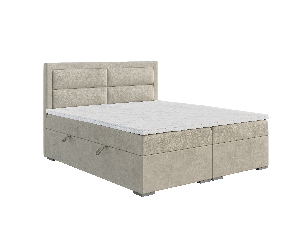 Manželská postel Boxspring 160 cm Menorra (světlebéžová) (s matrací a úl. prostorem)