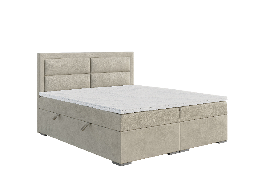 Jednolůžková postel Boxspring 120 cm Menorra (světlebéžová) (s matrací a úl. prostorem)