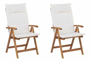 Set 2 ks. zahradních židlí Jakarta (krémově bílá) (s polštáři)