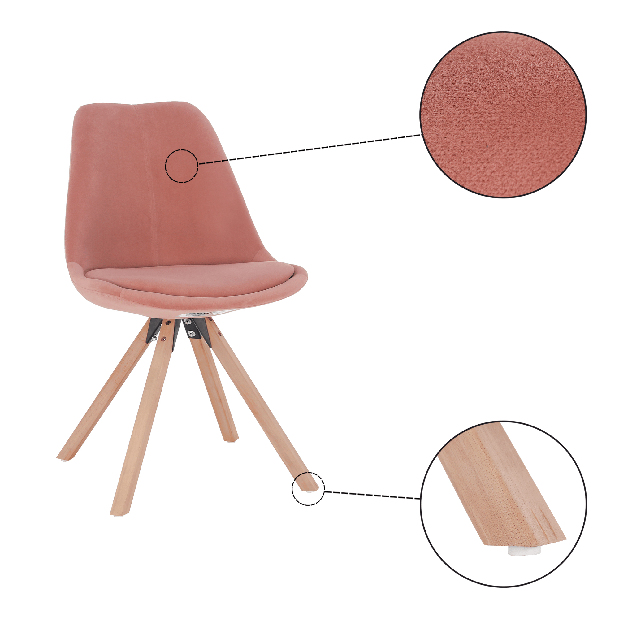Jídelní židle Fra (růžová + buk)