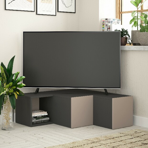 TV stolek/skříňka Cicone (Antracit + Světle hnědá)