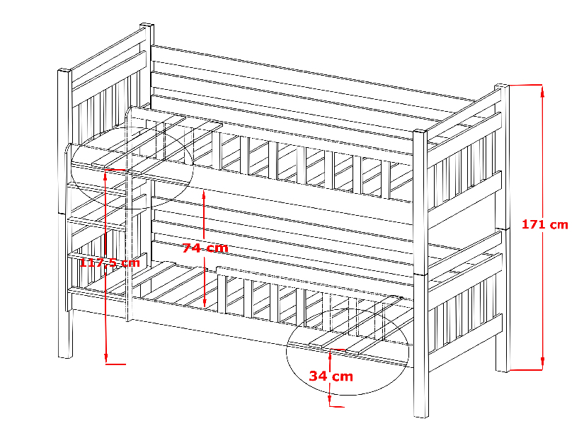 Dětská postel 90 cm Mao (s roštem a úl. prostorem) (buk)