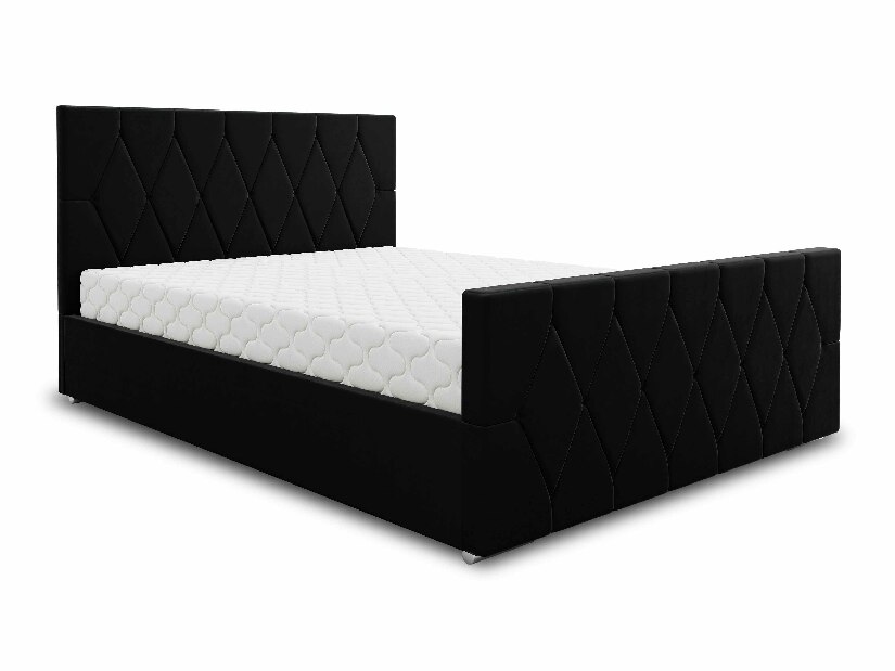 Manželská postel 140 cm Alex (černá) (s roštem a úložným prostorem)