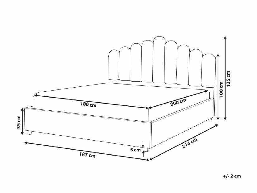 Manželská postel 180 cm Valhala (béžová) (s roštem a úložným prostorem)