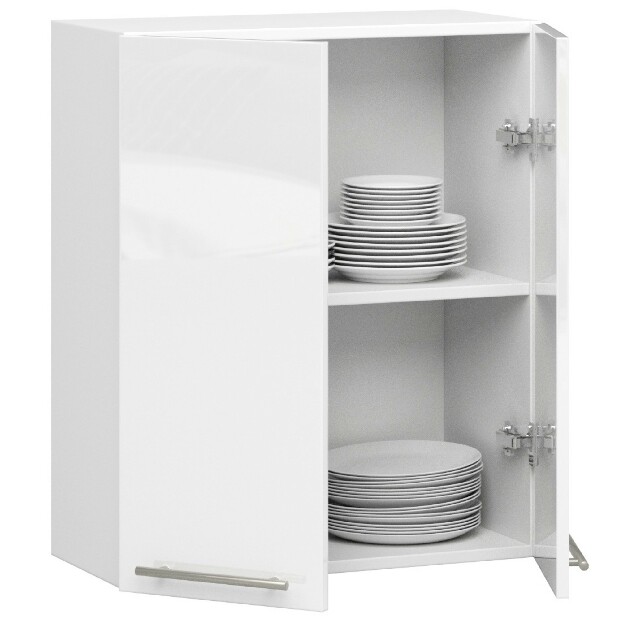 Horní kuchyňská skříňka Ozara W60 H720 (bílá + bílý lesk)