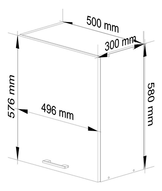 Horní kuchyňská skříňka Ozara W50 H580 (bílá + beton)