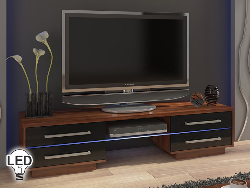TV stolek/skříňka Laguna (švestka + lesk černý)