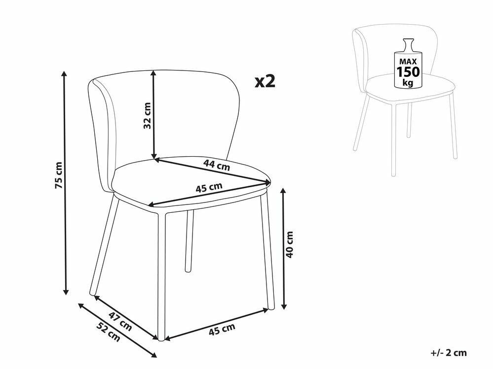 Set 2 ks jídelních židlí Minik (zelená)