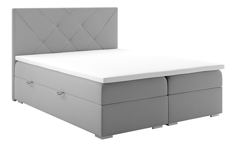 Kontinentální postel 200 cm Darro (šedá) (s úložným prostorem)