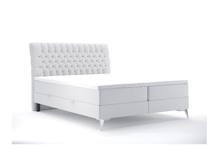 Kontinentální postel 180 cm Molera (bílá ekokůže) (s úložným prostorem)