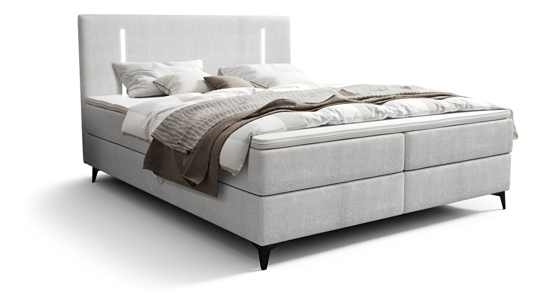 Jednolůžková postel 120 cm Ortega Comfort (šedá) (s roštem a matrací, s úl. prostorem) (s LED osvětlením)