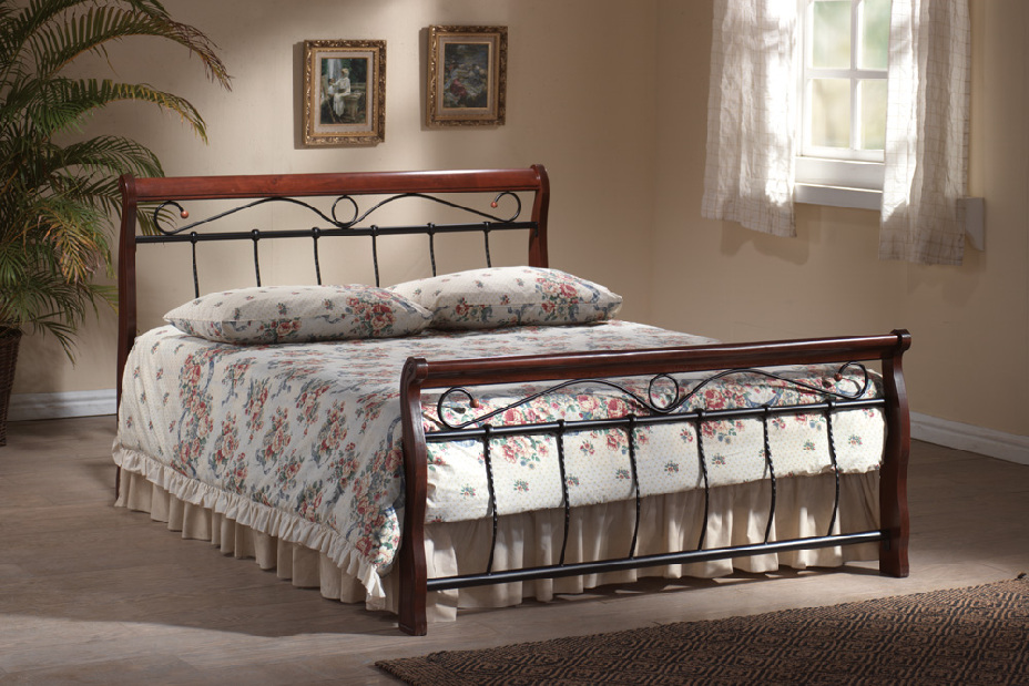 Manželská postel 140 cm Oberon B (třešeň antická) (s roštem)