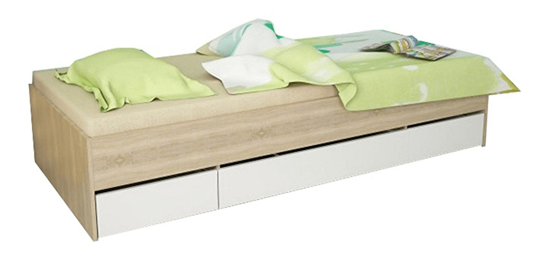 Jednolůžková postel 90 cm Matari (dub sonoma + bílá)