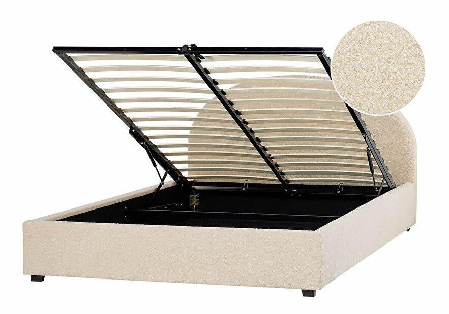 Manželská postel 160 cm Verena (béžová) (s roštem a úložným prostorem)