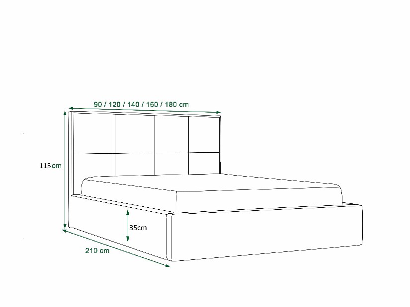 Manželská postel 180 cm Alfonso (černá) (s roštem a úložným prostorem)