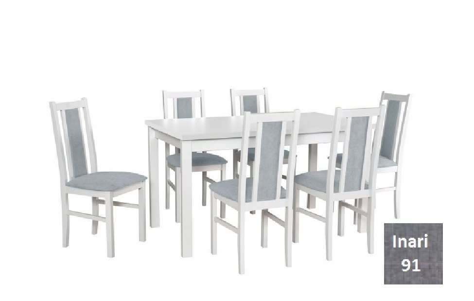 Rozkladací stůl se 6 židlemi AL20 (biela + šedá modrá) *výprodej
