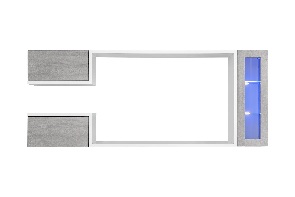 Obývací stěna Gwyn 29 BTW GX (beton + bílá) (s osvětlením)