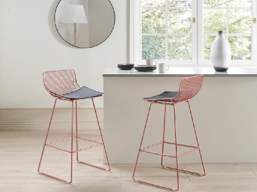 Set 2 ks barových židlí Fidelia (růžovozlatá)