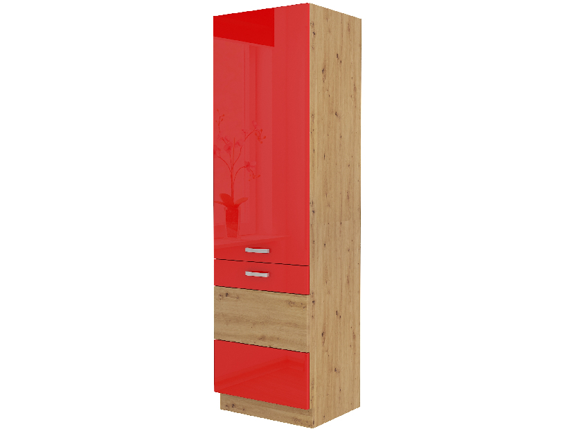 Potravinová kuchyňská skříňka Arryn 60 DK-210 2F (dub artisan + lesk červený)