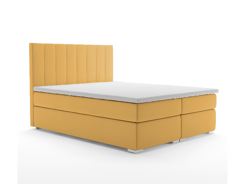 Kontinentální postel 140 cm Pugno (žlutá) (s úložným prostorem)