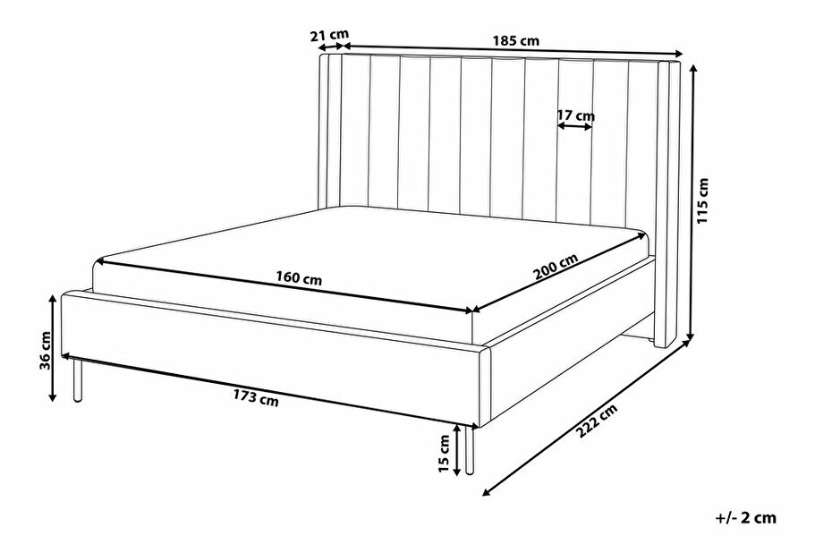 Manželská postel 160 cm Vue (sivobéžová) (s roštem)