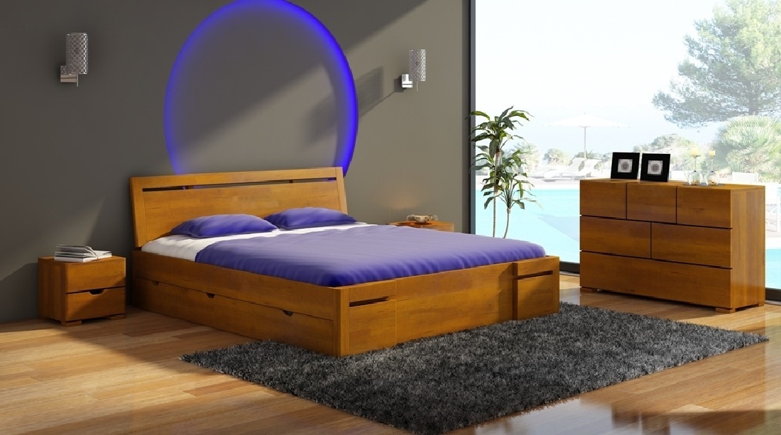 Manželská postel 180 cm Naturlig Bokeskogen High Drawers (borovice)