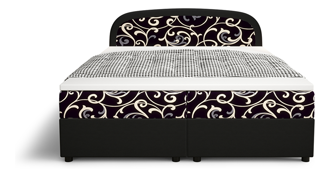 Manželská postel Boxspring 180 cm Brick Comfort (tmavě hnědá + vzor květ) (s matrací a úložným prostorem)