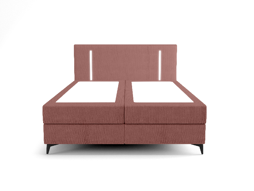 Manželská postel 140 cm Ortega Comfort (terakota) (s roštem a matrací, s úl. prostorem) (s LED osvětlením)