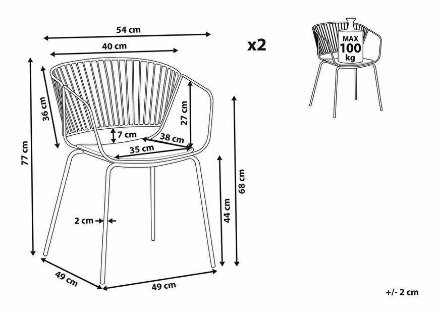Set 2 ks. jídelních židlí RAGOR (měděná)