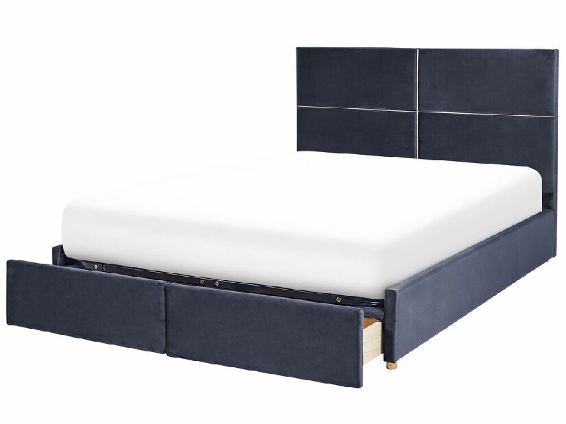 Manželská postel 180 cm Vissarion (černá) (s roštem a úložným prostorem)