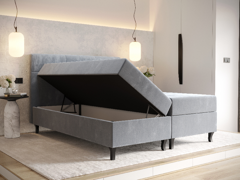 Manželská postel Boxspring 180 cm Lumba (bordó) (s matrací a úložným prostorem)