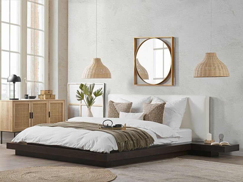Manželská vodní postel 160 cm Zendaya (tmavé dřevo) (s matrací)
